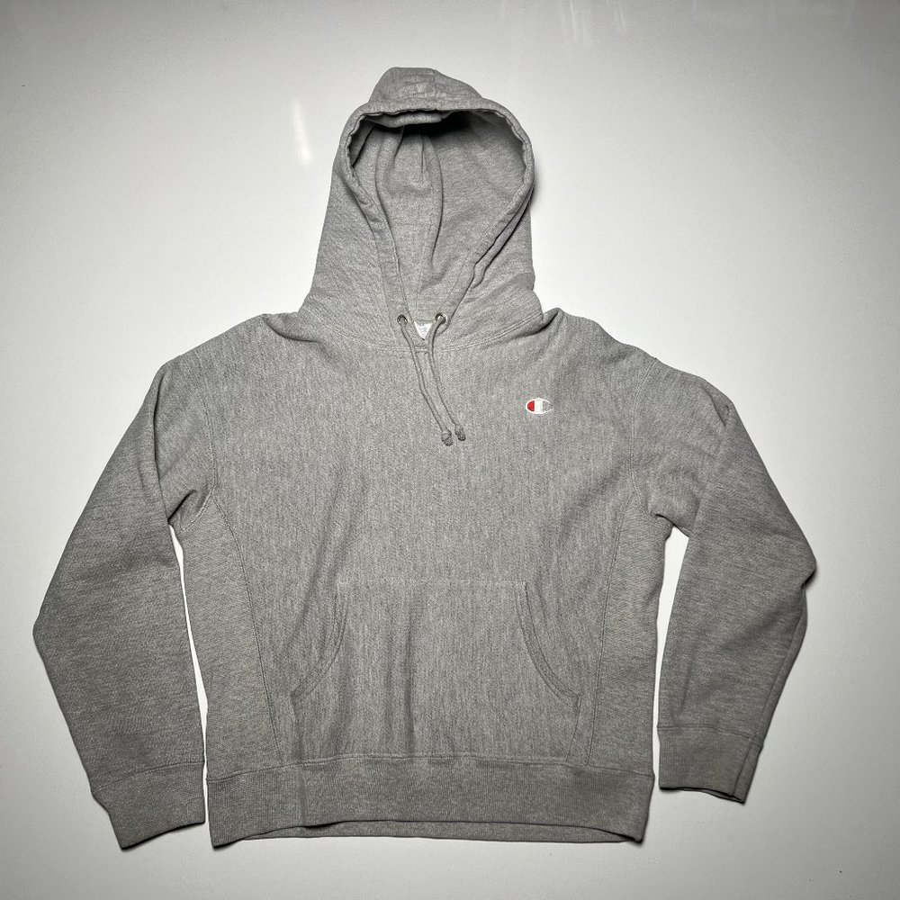 Champion Light Grey Reverse Weave Heavyweight Hoodie Unisex Size L